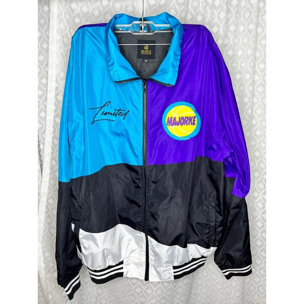 Major Ke Collection Windbreaker Jacket Color Block Full Zip 90s‎ XL
